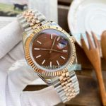 Rolex Datejust 2 41MM Replica Two Tone Rose Gold Brown Dial Watch